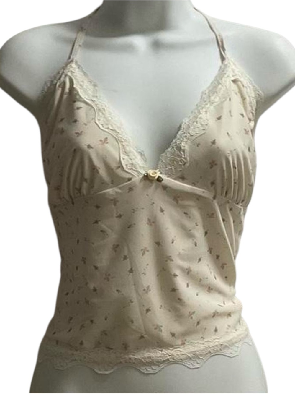 Pink Republic Cream Lace-Trimmed Floral Print Cami